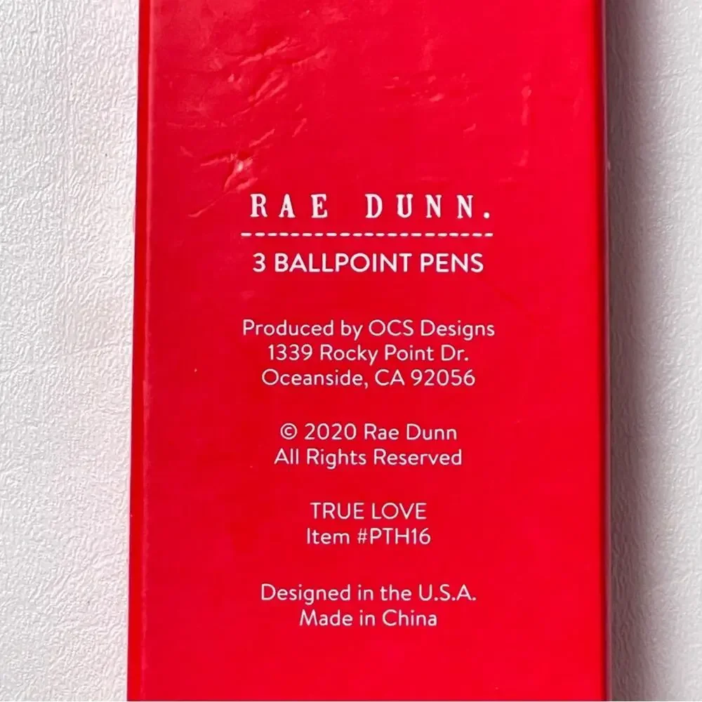 RAE DUNN  Logo Graphic True Love Heart Collection Three Note Taking  Pen Set